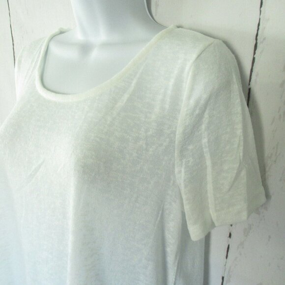 Easel Tunic Top Slub Tiered Ruffle Stripe T Shirt Short Sleeve - Picture 4 of 7